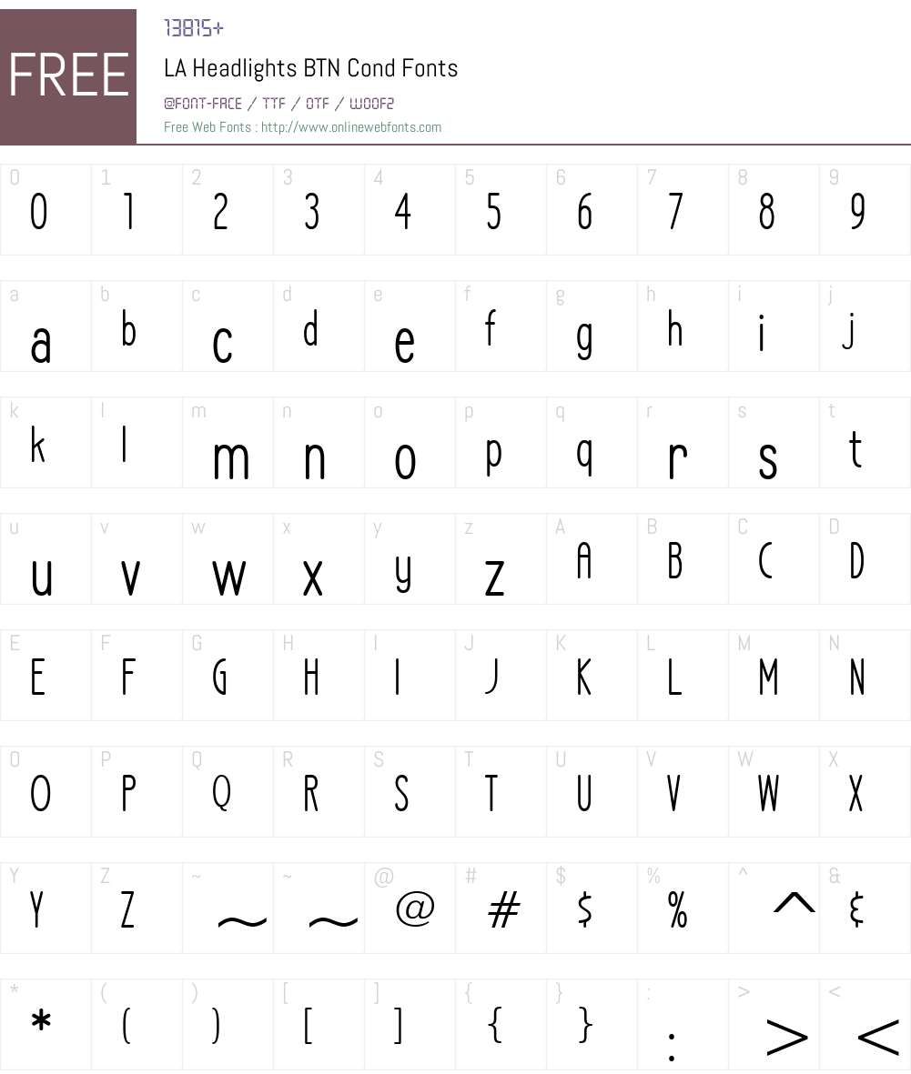 LA Headlights BTN Cond Font Screenshots