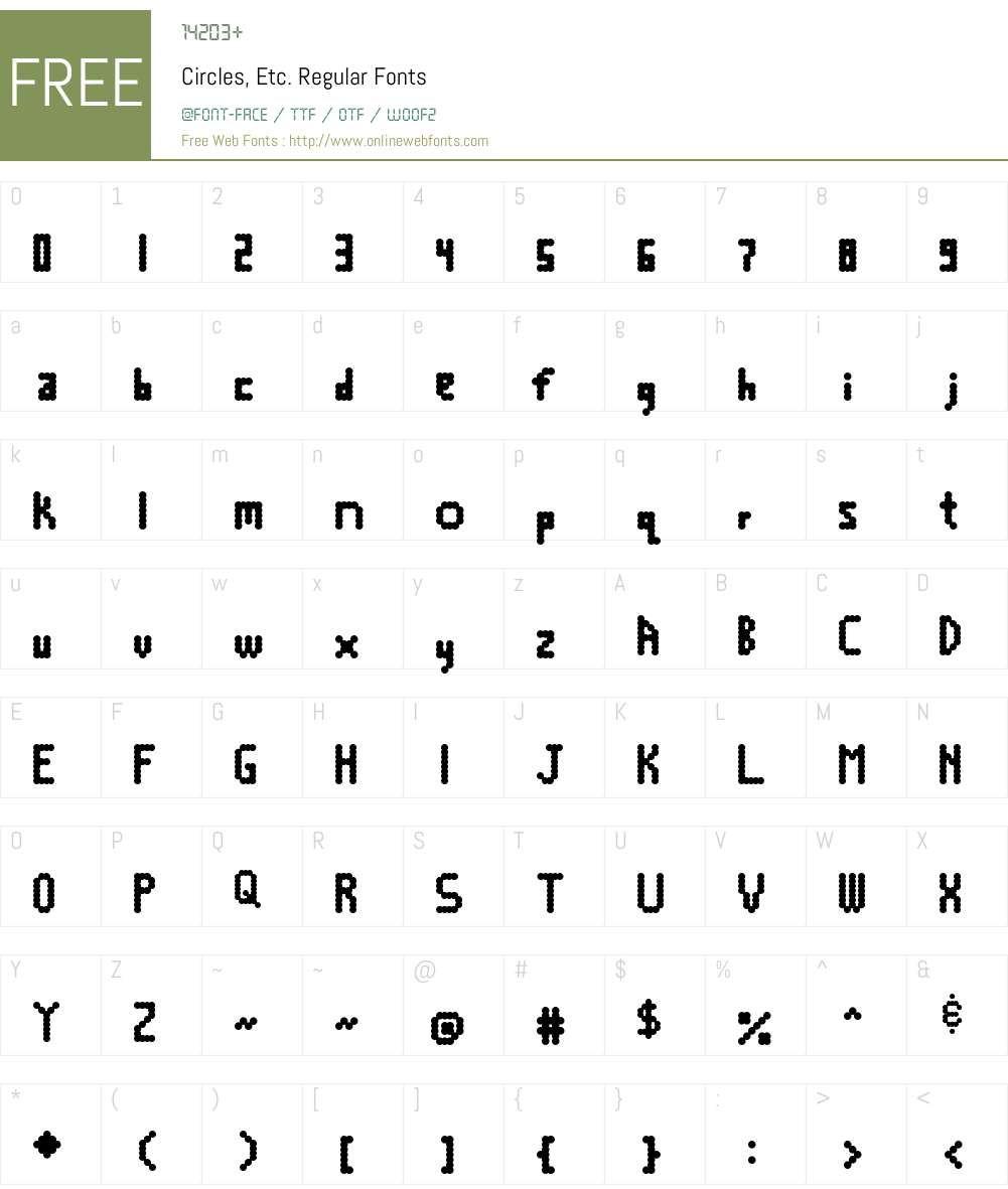 Circles, Etc. Font Screenshots