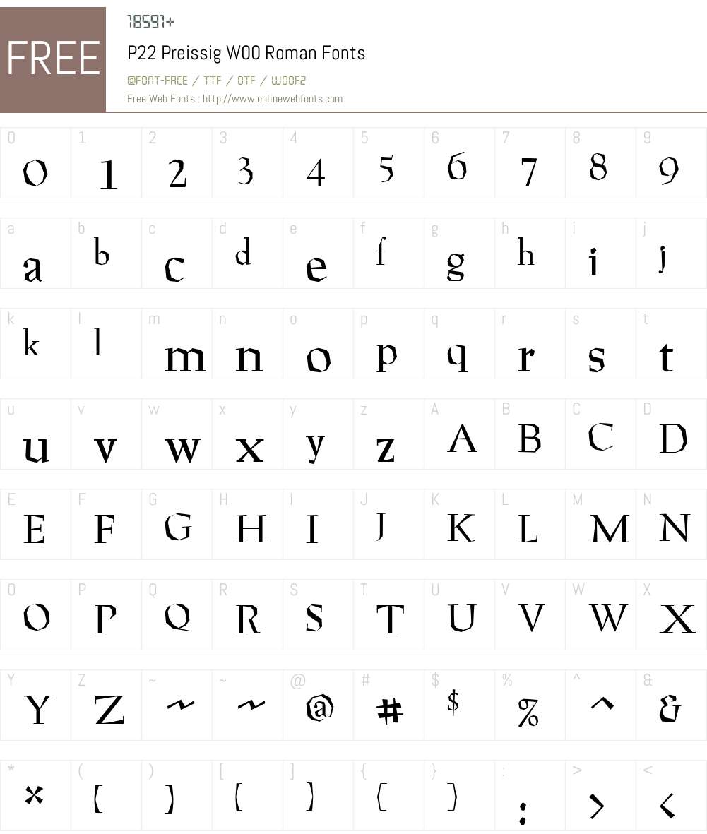 P22PreissigW00-Roman Font Screenshots