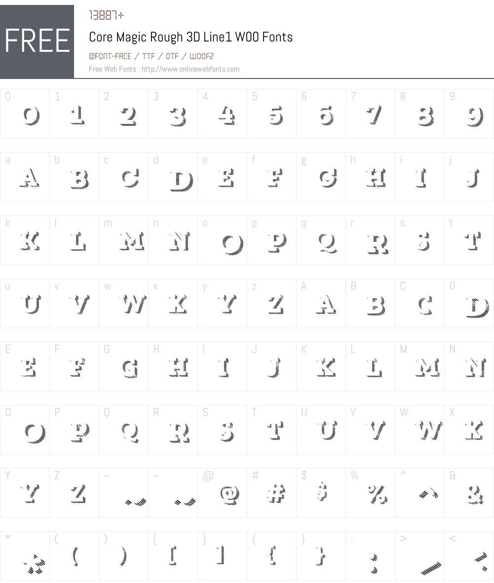 CoreMagicRough3DLine1W00-Rg Font Screenshots