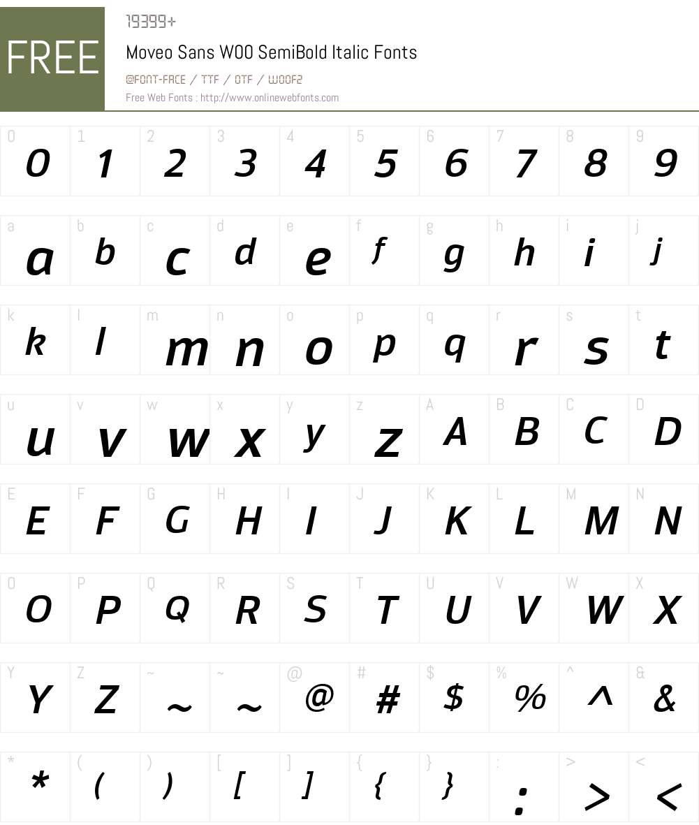 MoveoSansW00-SemiBoldItalic Font Screenshots