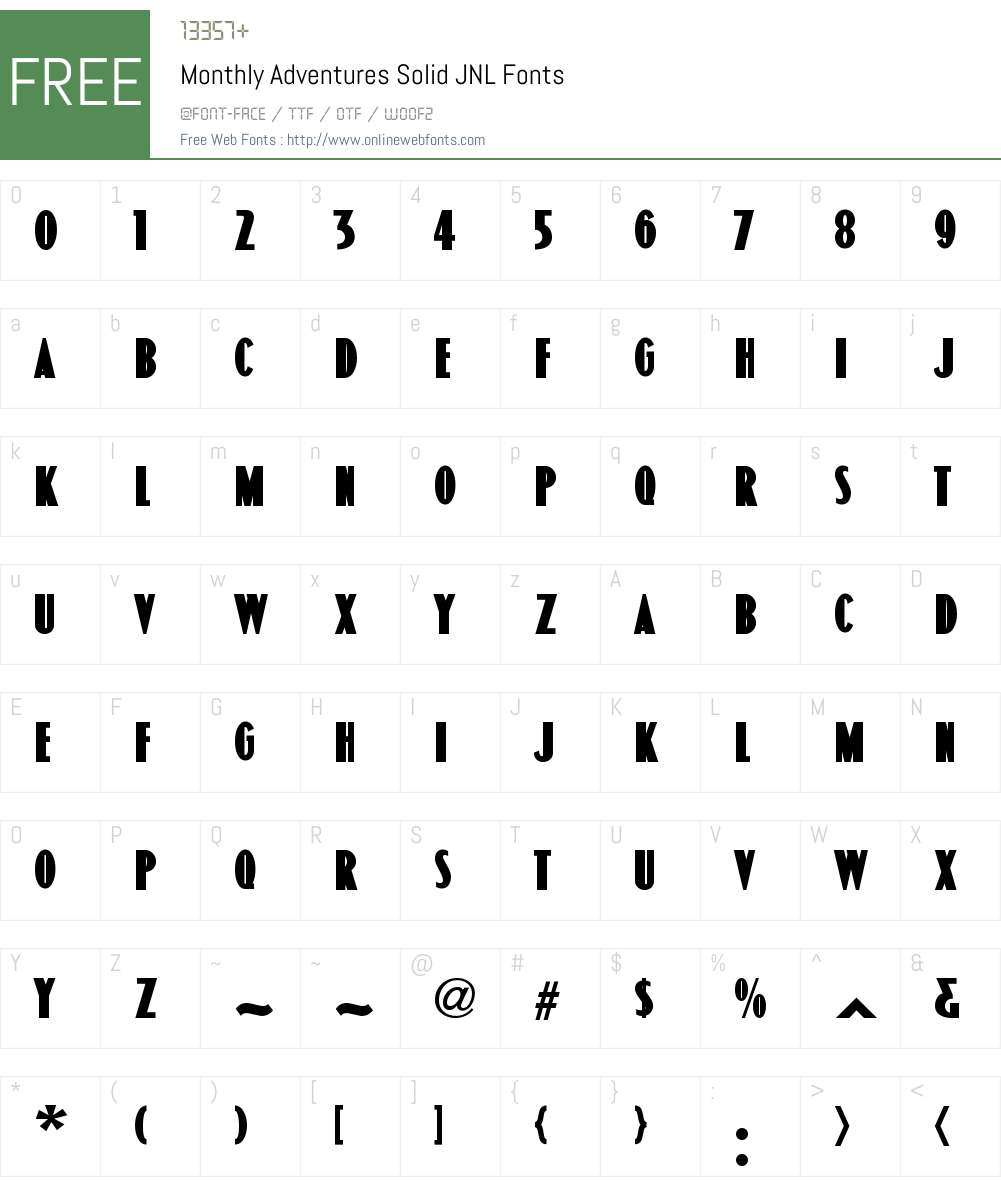 MonthlyAdventuresSolidJNL Font Screenshots