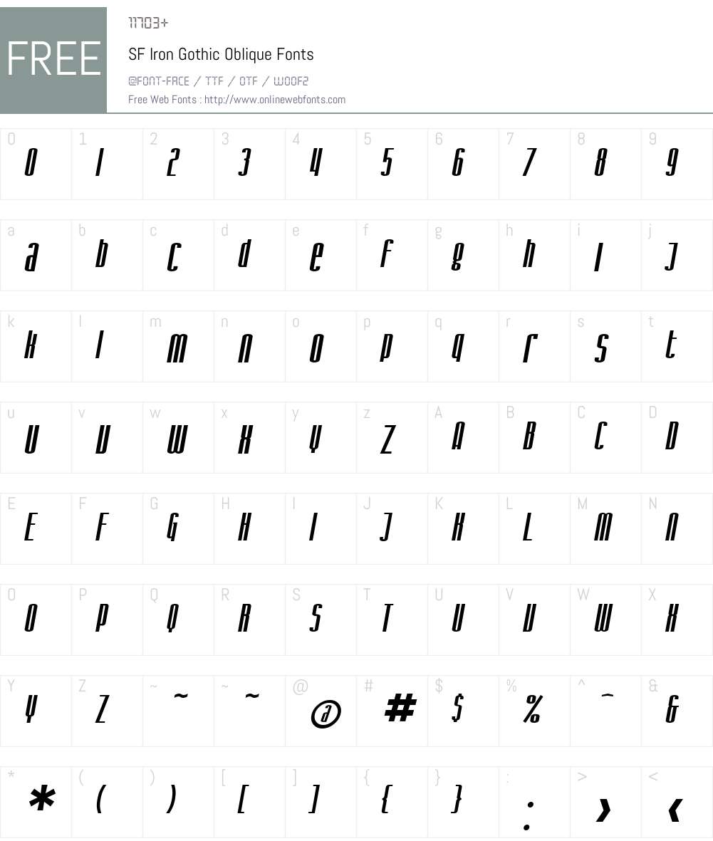 SF Iron Gothic Font Screenshots