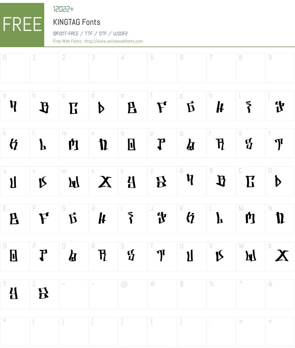 KINGTAG Font Screenshots