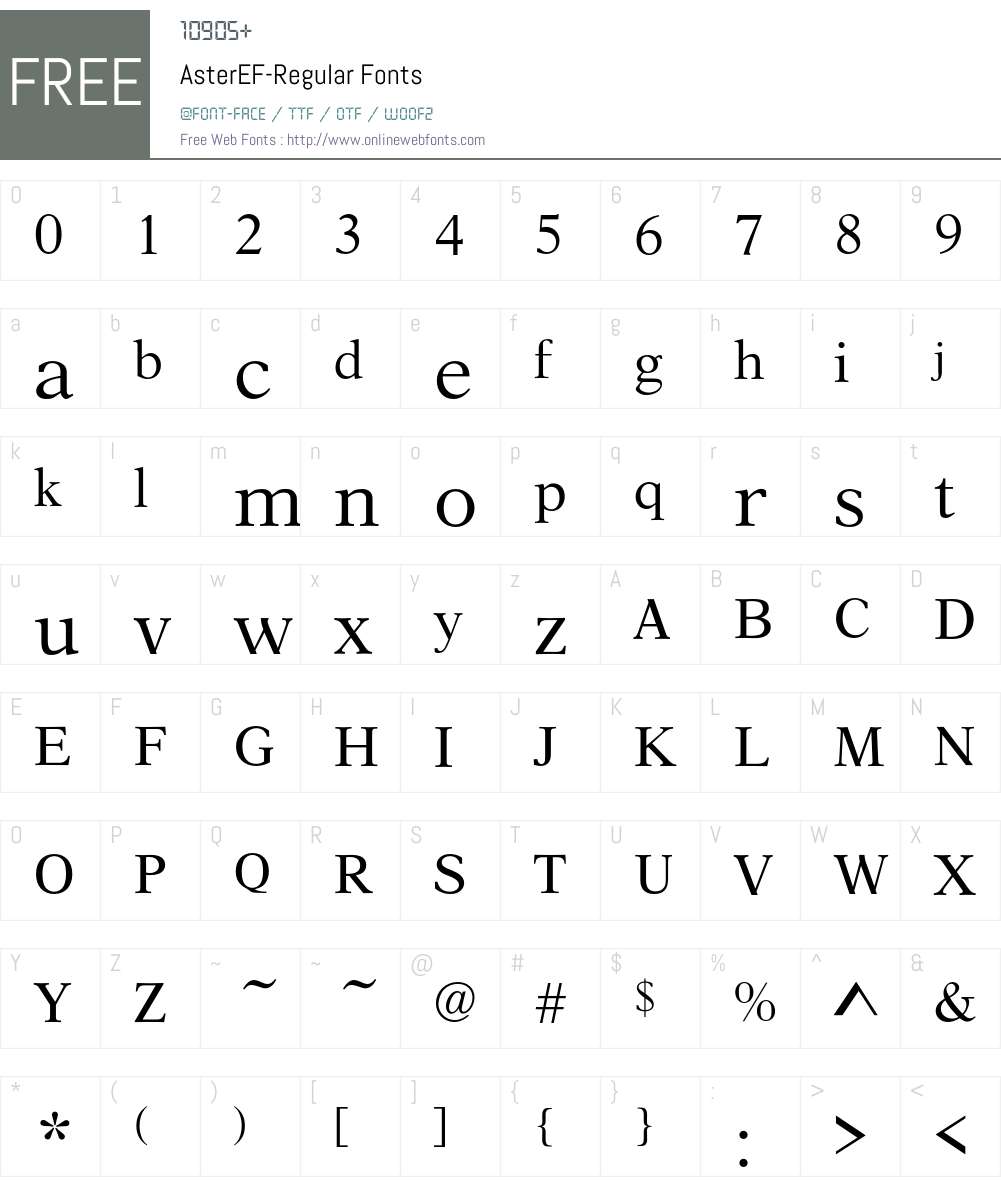 AsterEF Font Screenshots