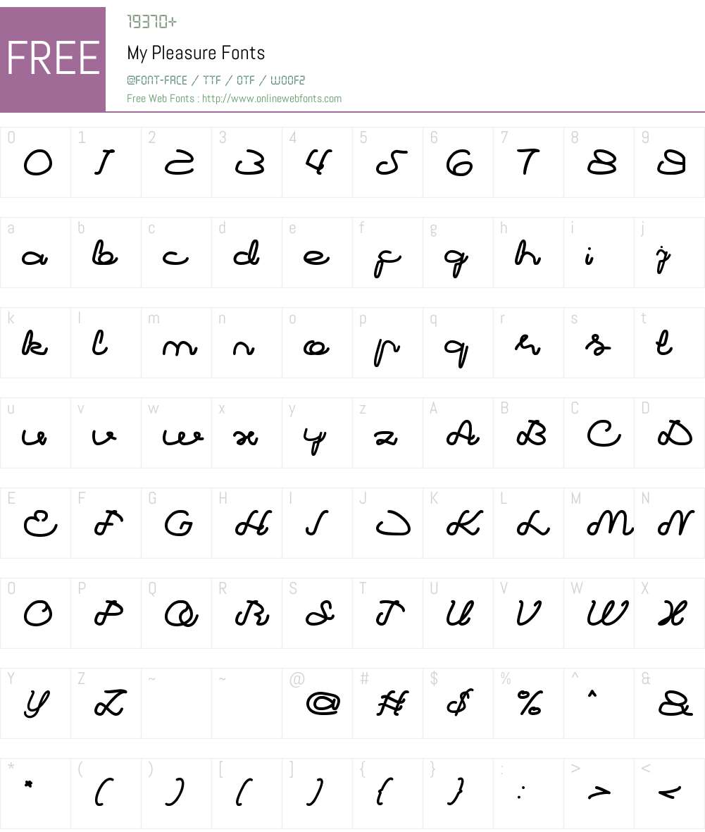 My Pleasure Font Screenshots