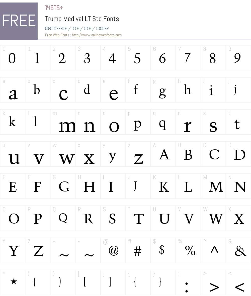 Trump Medival LT Std Font Screenshots
