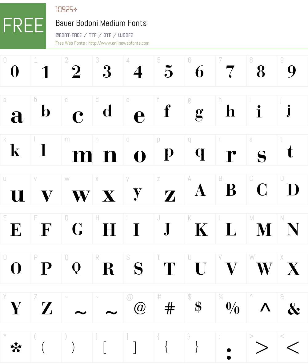 Bodoni Bauer BQ Font Screenshots