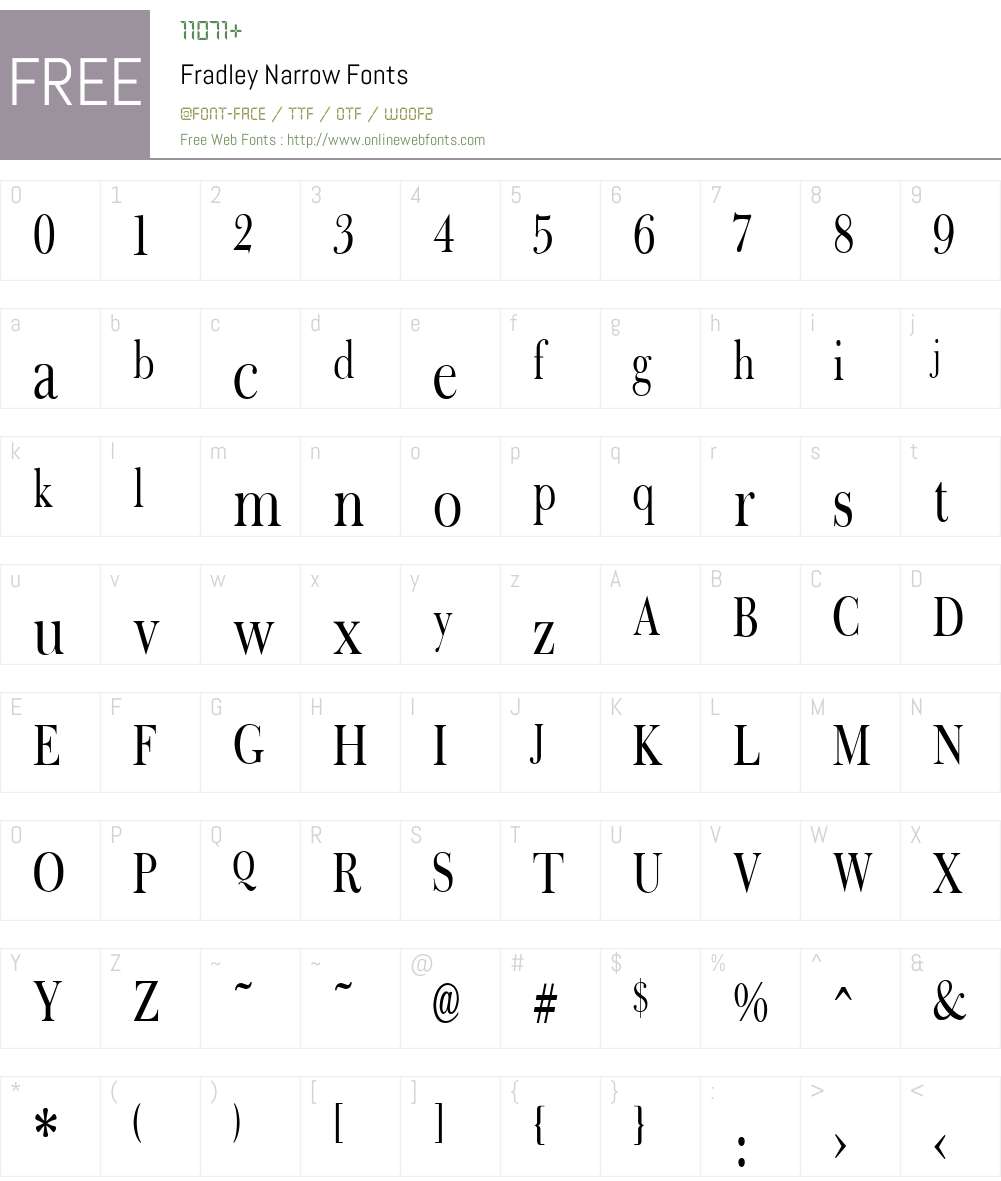 Fradley Narrow Font Screenshots