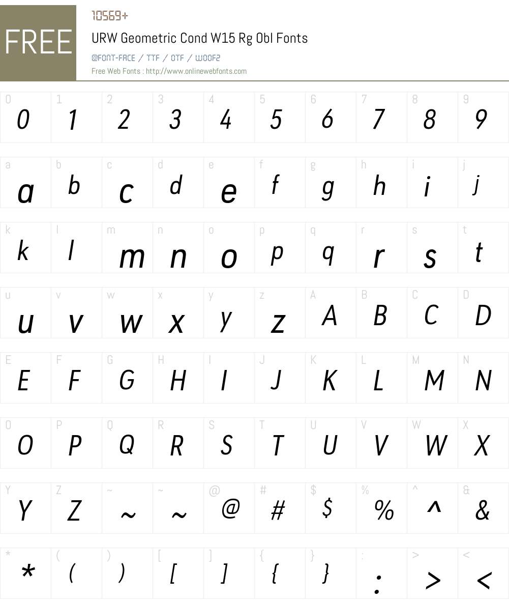 URWGeometricCondW15-RgObl Font Screenshots