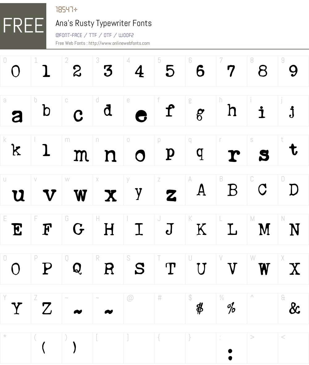 Ana's Rusty Typewriter Font Screenshots