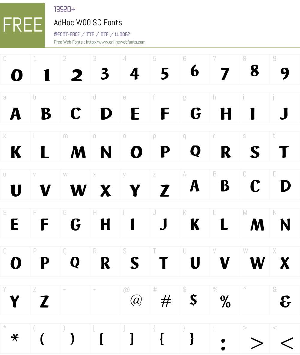 AdHocW00SC Font Screenshots