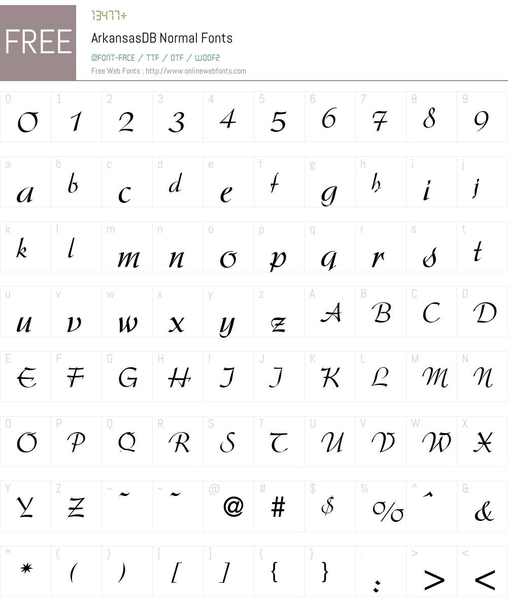 ArkansasDB Font Screenshots