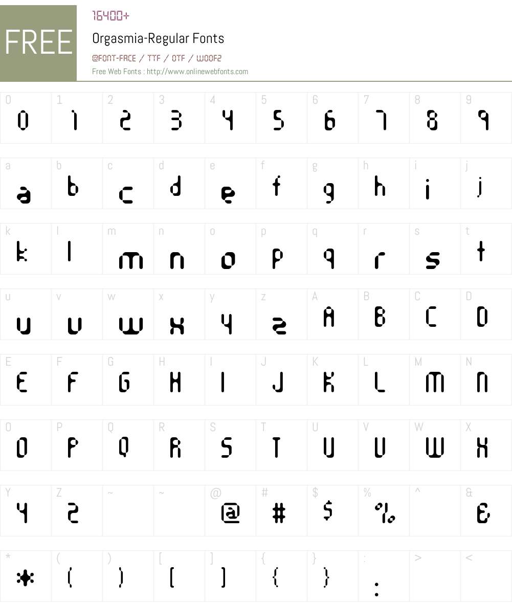 Orgasmia Font Screenshots