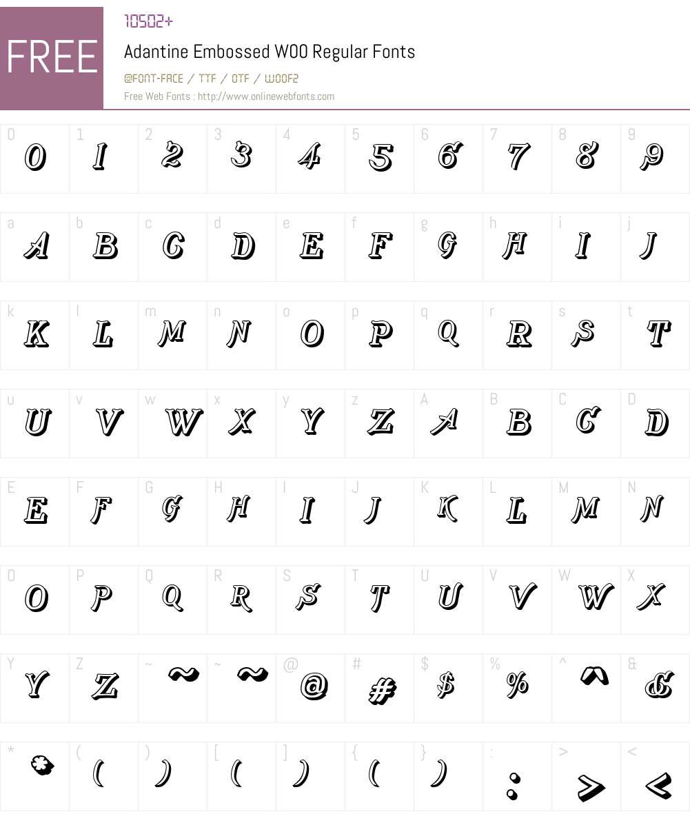 AdantineEmbossedW00-Regular Font Screenshots