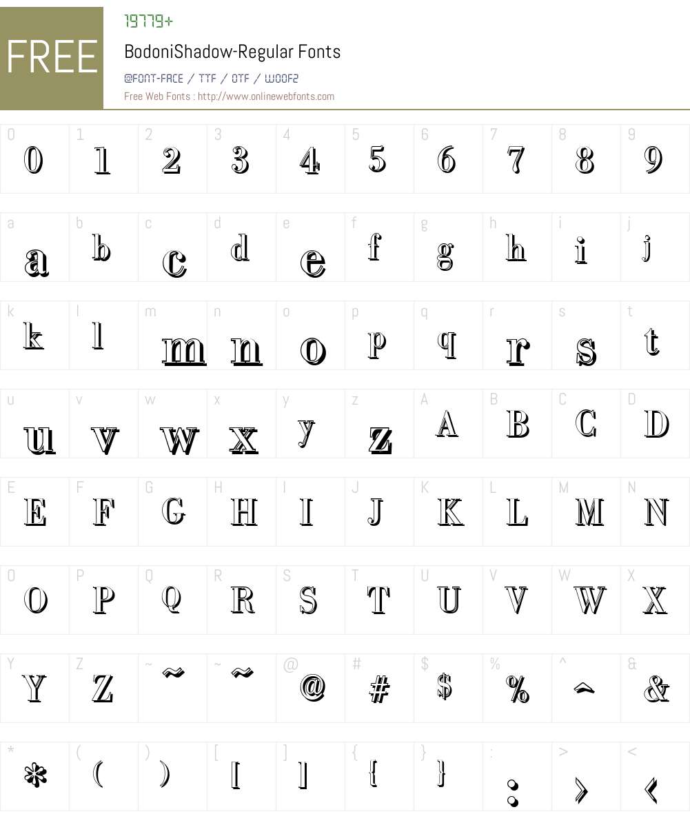 BodoniShadow Font Screenshots
