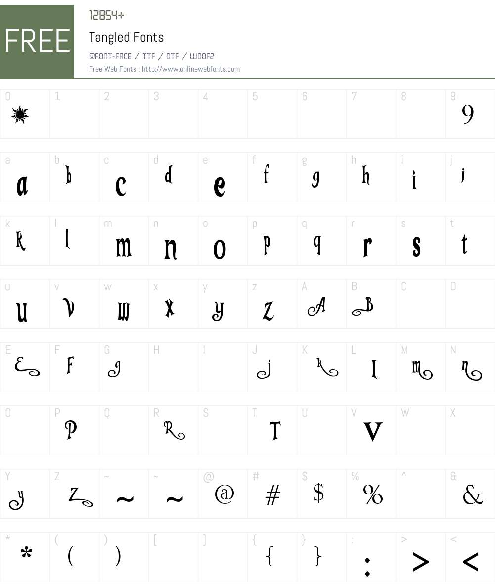 Tangled Font Screenshots