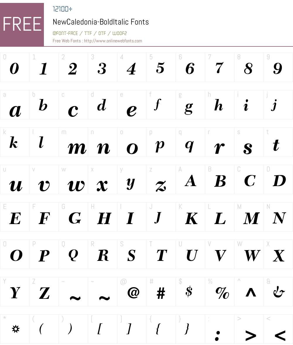 NewCaledonia Font Screenshots