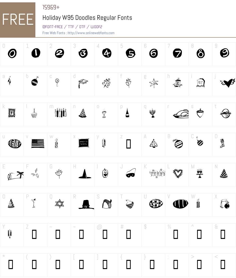 HolidayW95-DoodlesRegular Font Screenshots