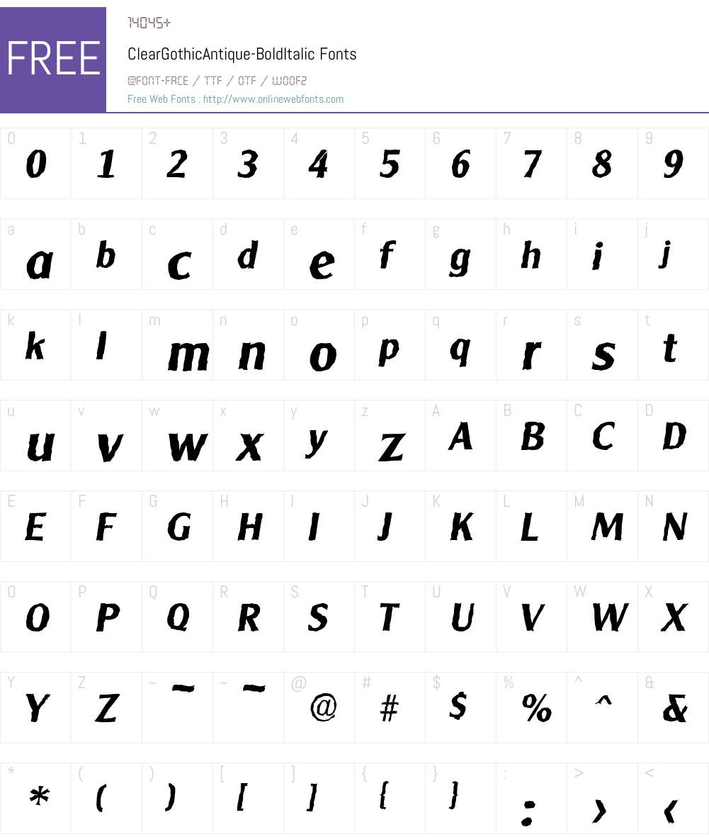 ClearGothicAntique Font Screenshots