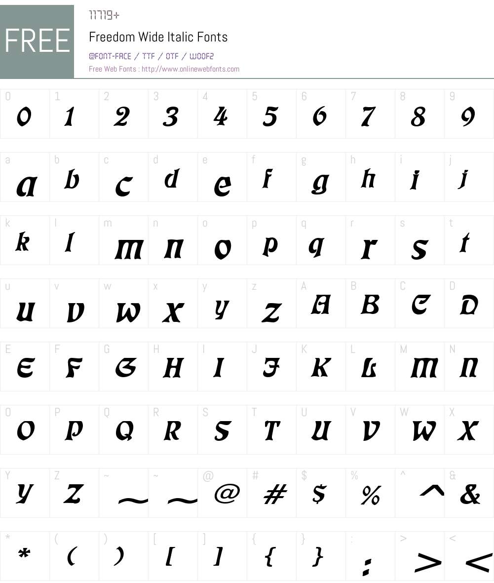 Freedom Wide Font Screenshots