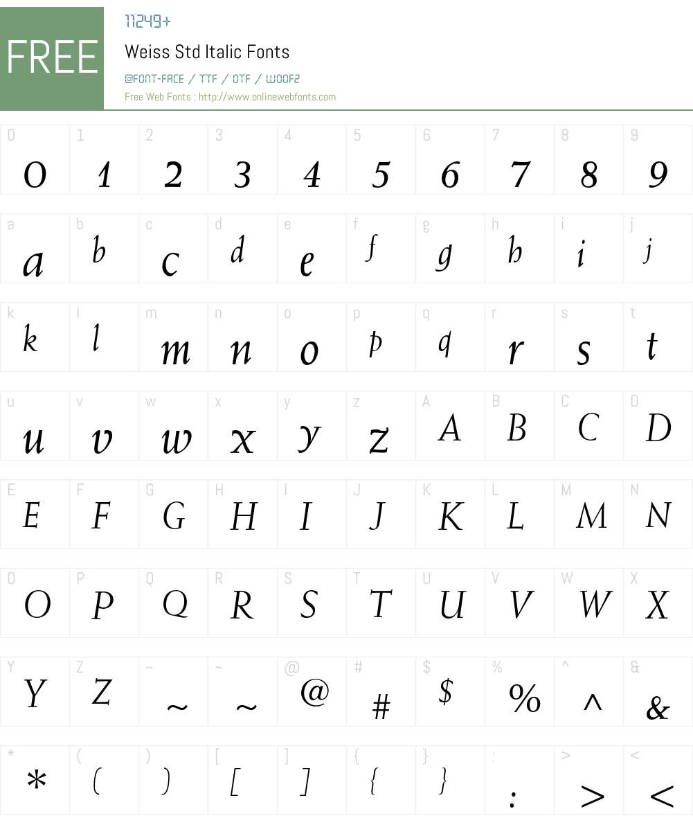 Weiss Std Font Screenshots