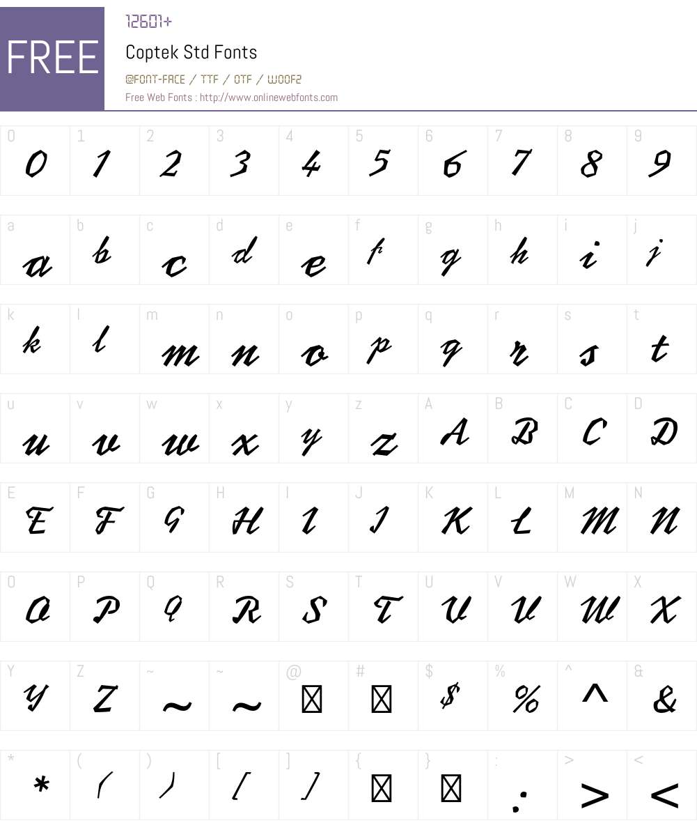Coptek Std Font Screenshots
