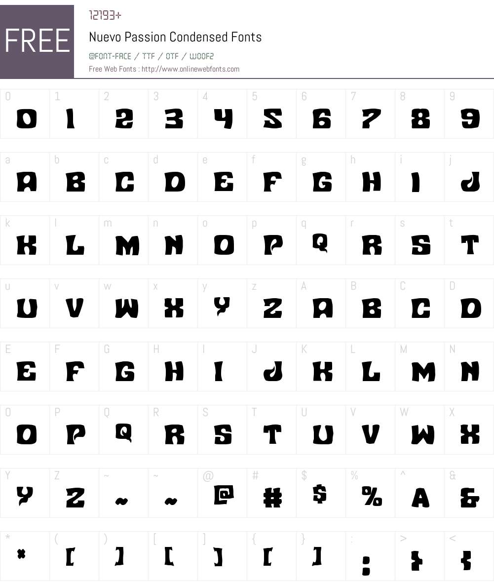 Nuevo Passion Condensed Font Screenshots