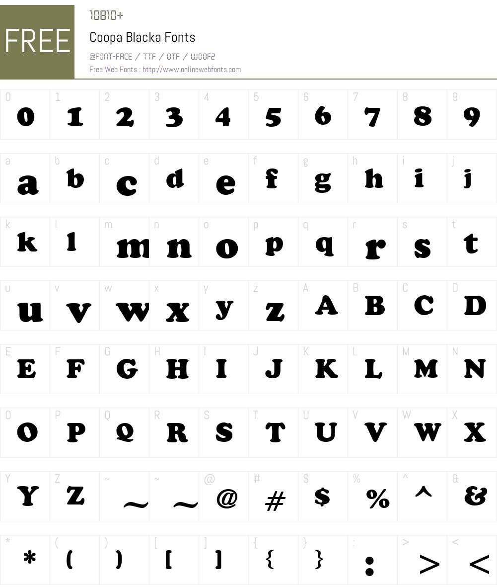 Coopa Blacka Font Screenshots