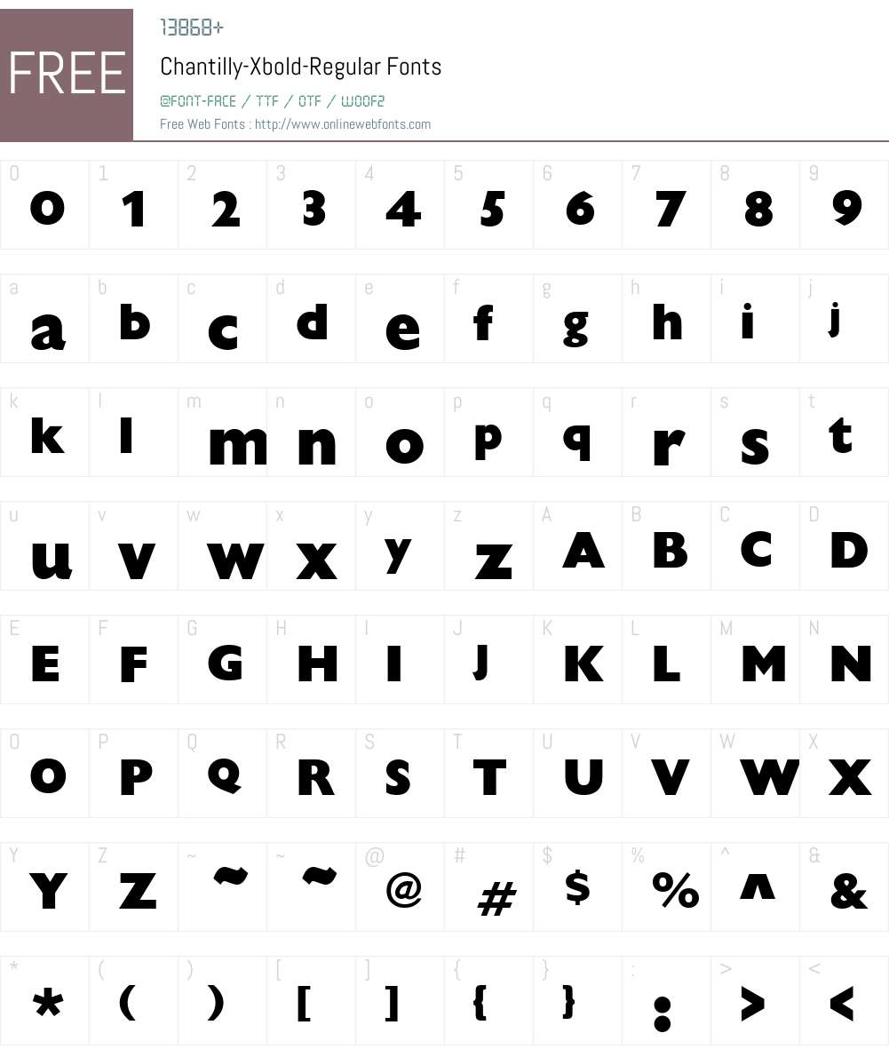 Chantilly-Xbold Font Screenshots