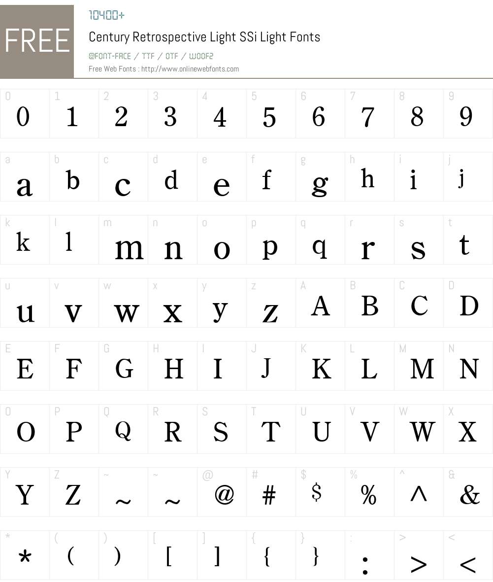 Century Retrospective Light SSi Font Screenshots