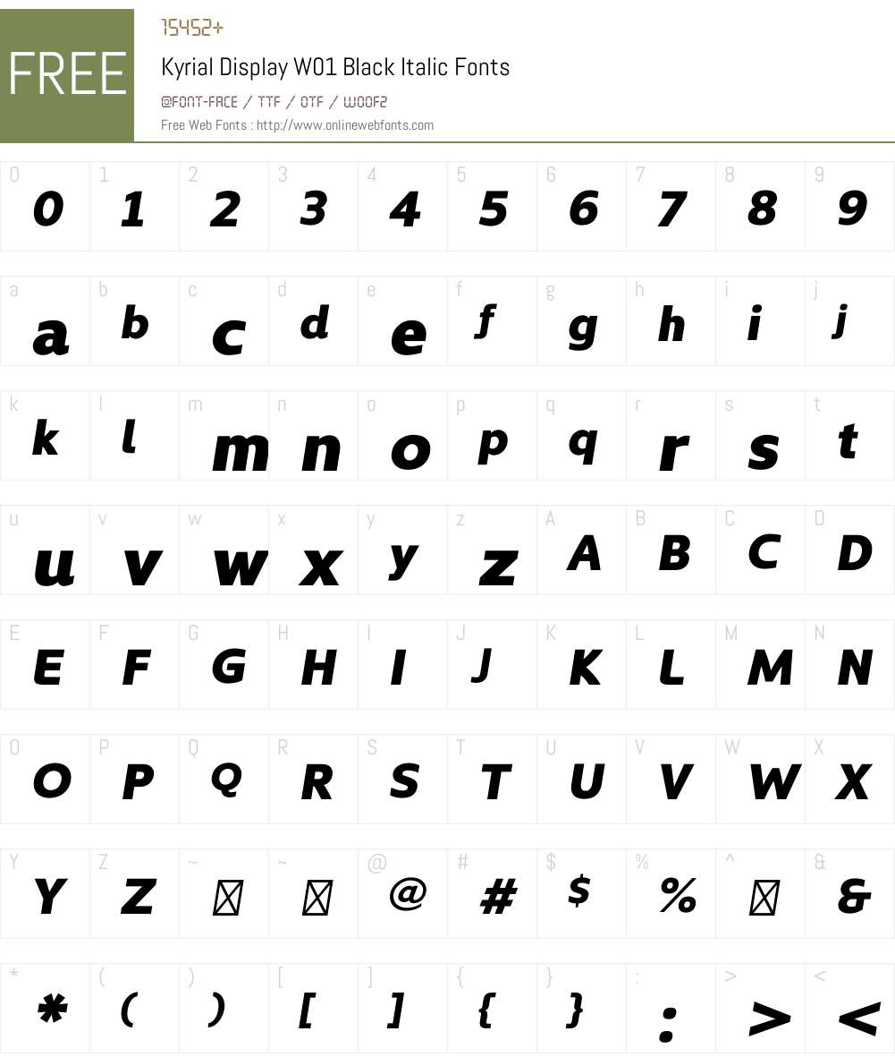 KyrialDisplayW01-BlackIt Font Screenshots
