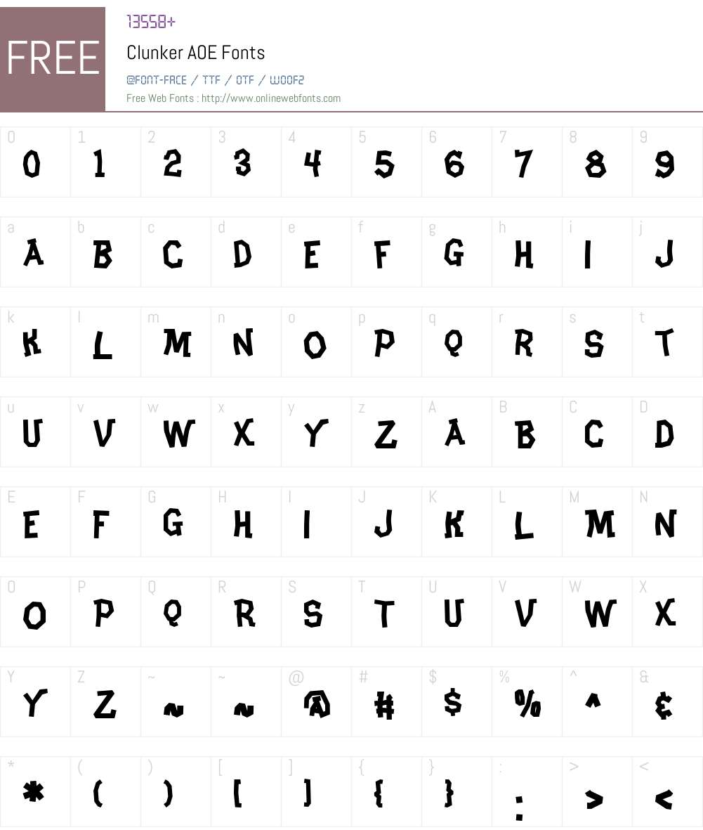 Clunker AOE Font Screenshots