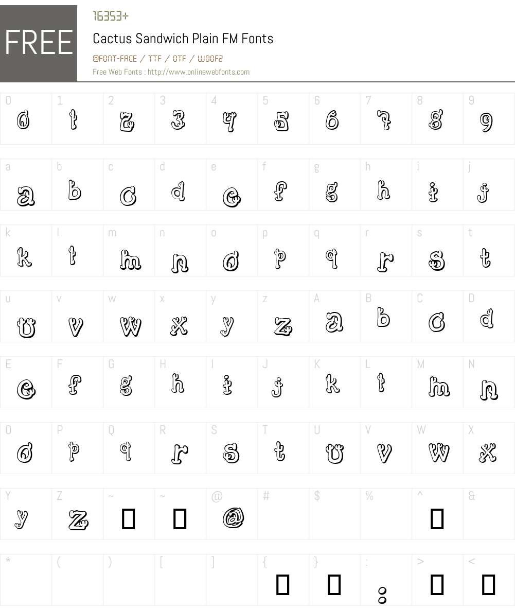 Cactus Sandwich Plain FM Font Screenshots