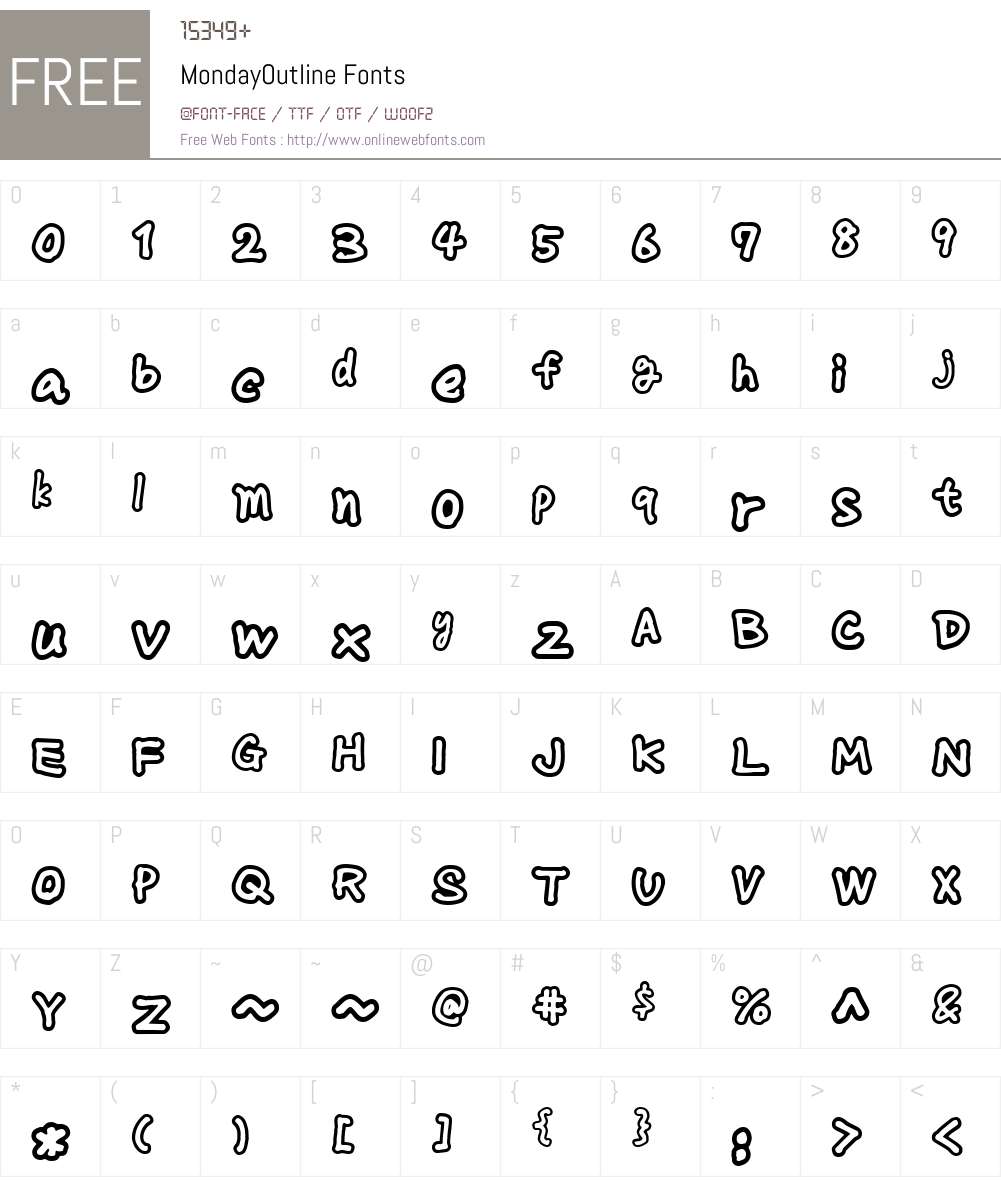 MondayOutline Font Screenshots