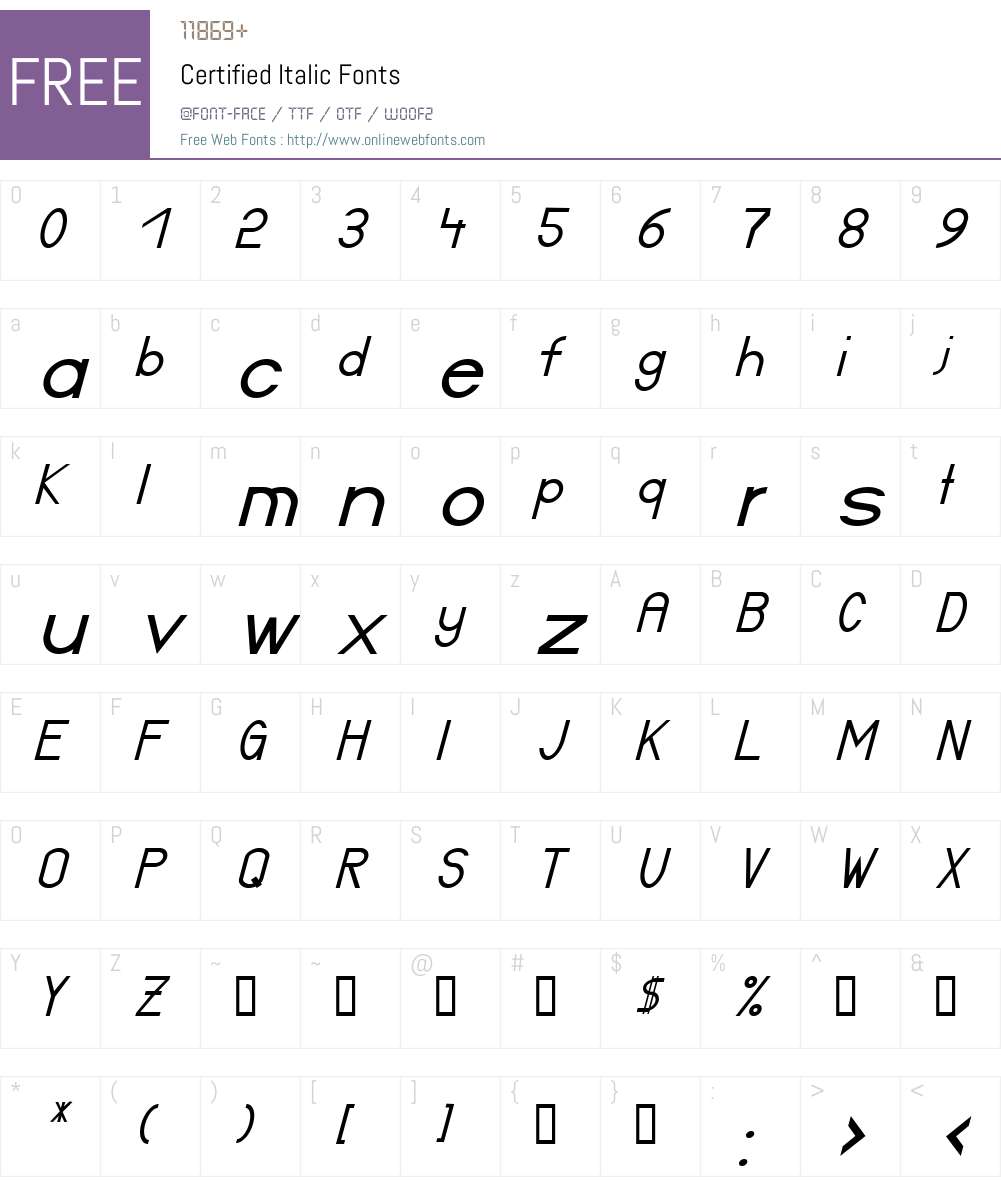 Certified Font Screenshots