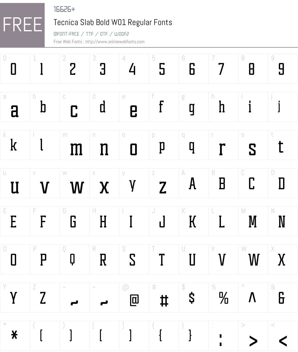 TecnicaSlabBoldW01-Regular Font Screenshots