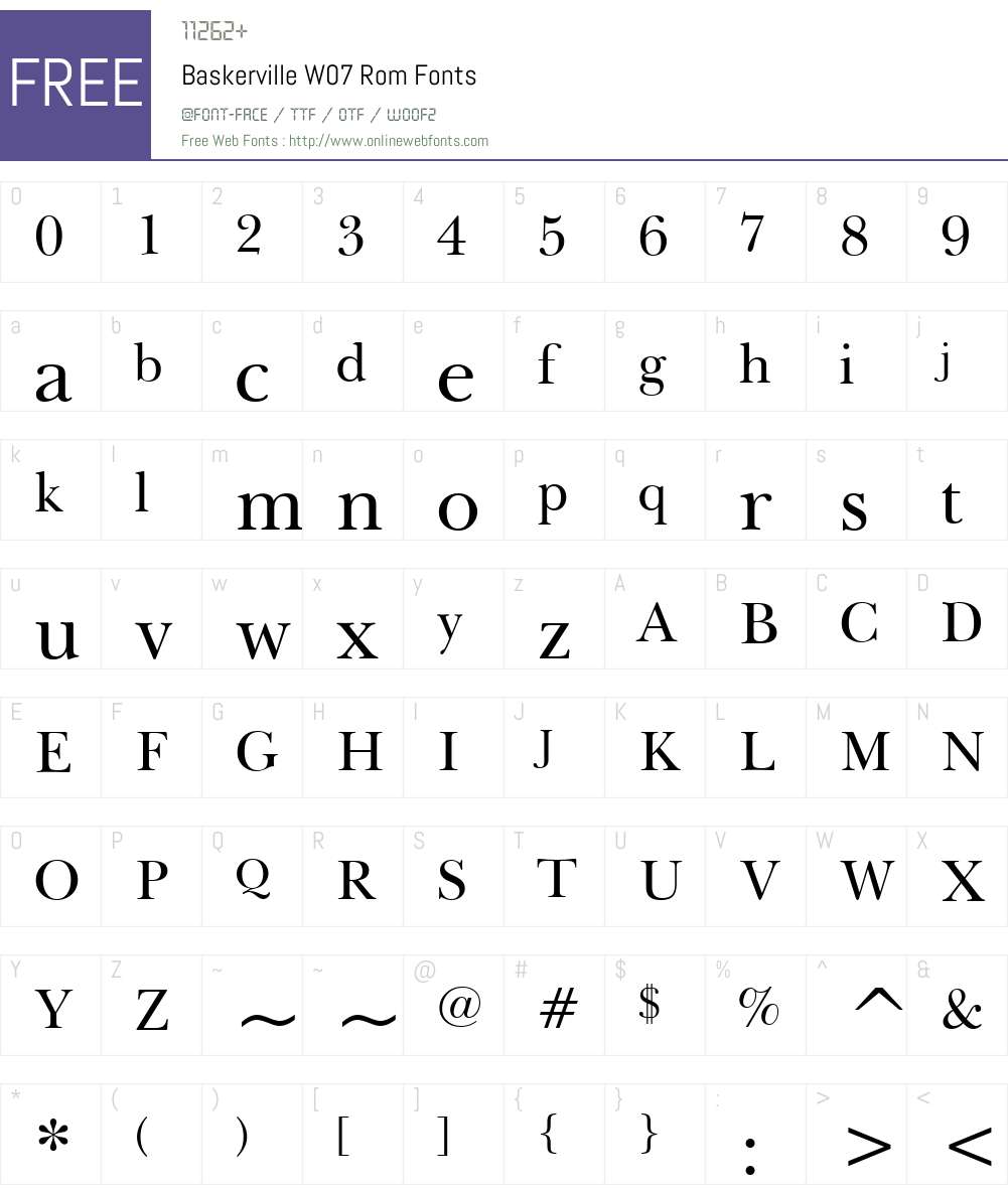 Baskerville Font Screenshots