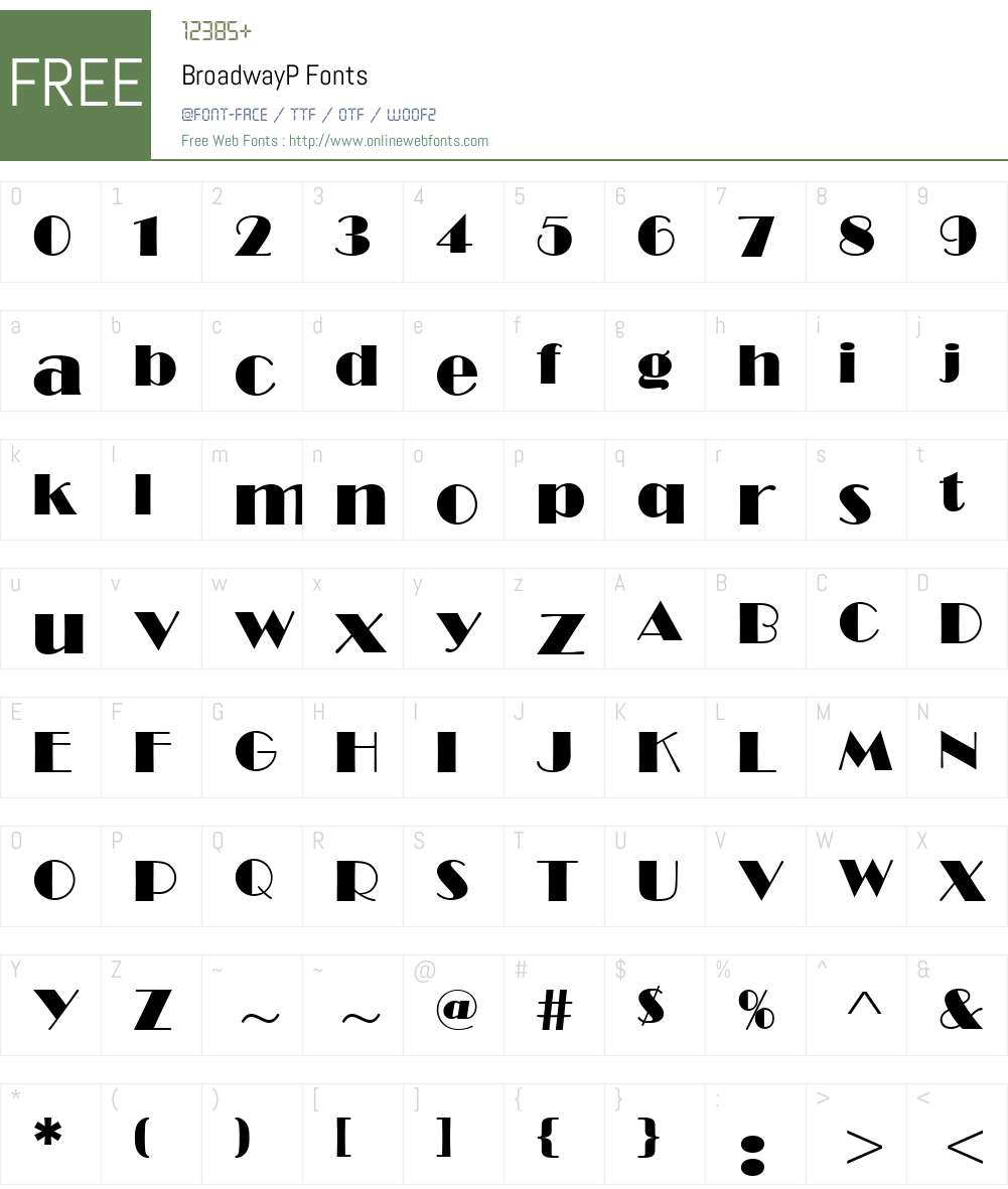 BroadwayP Font Screenshots