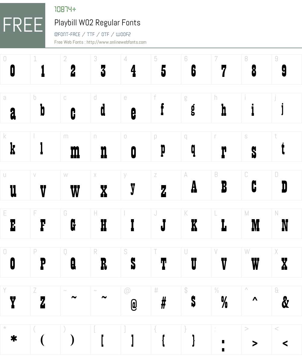 Playbill Font Screenshots