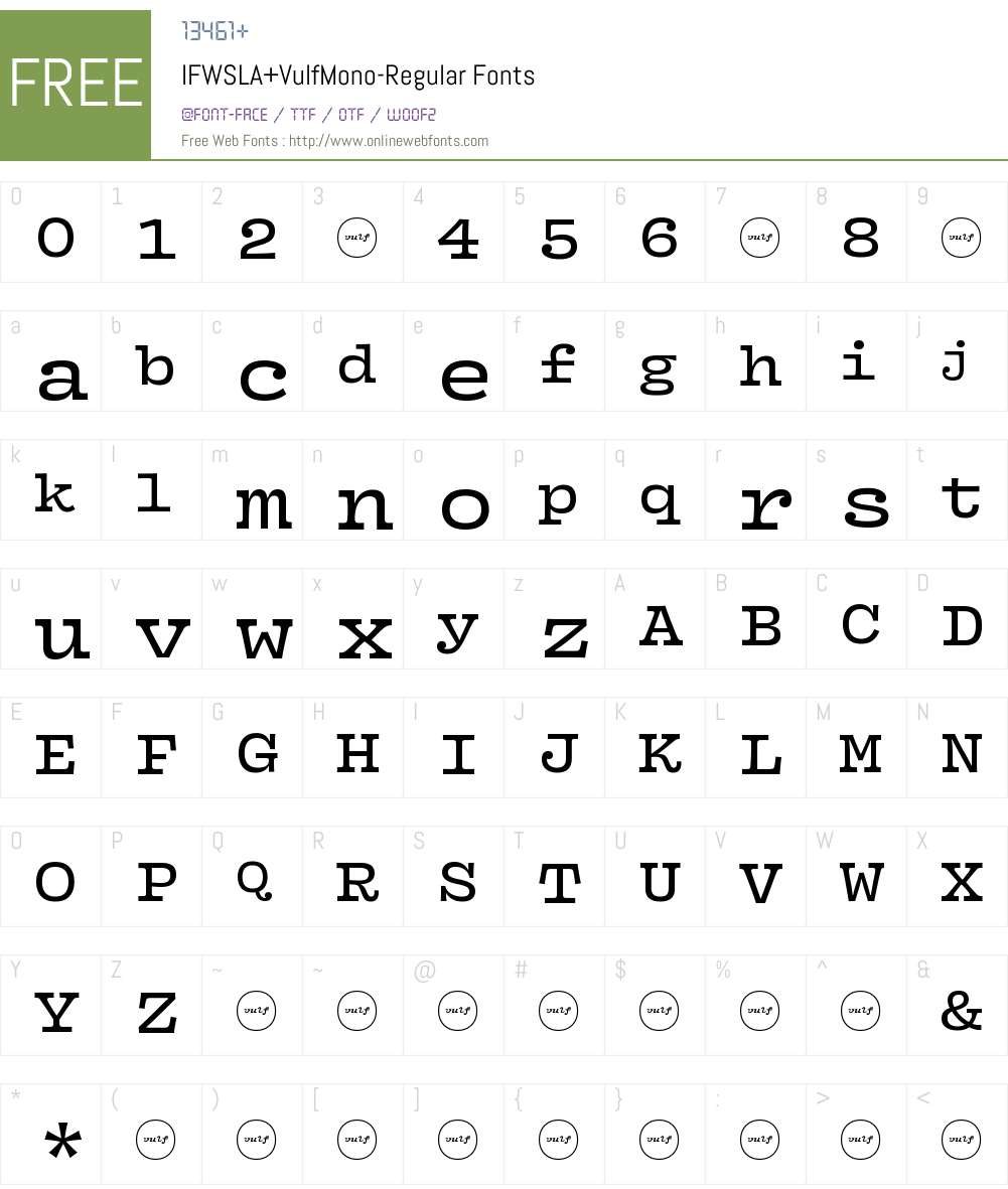 IFWSLA+VulfMono-Regular Font Screenshots
