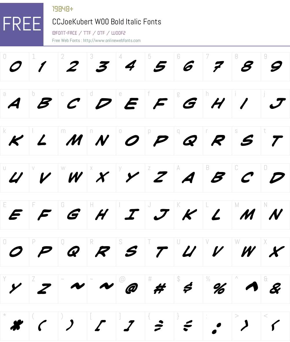 CCJoeKubertW00-BoldItalic Font Screenshots