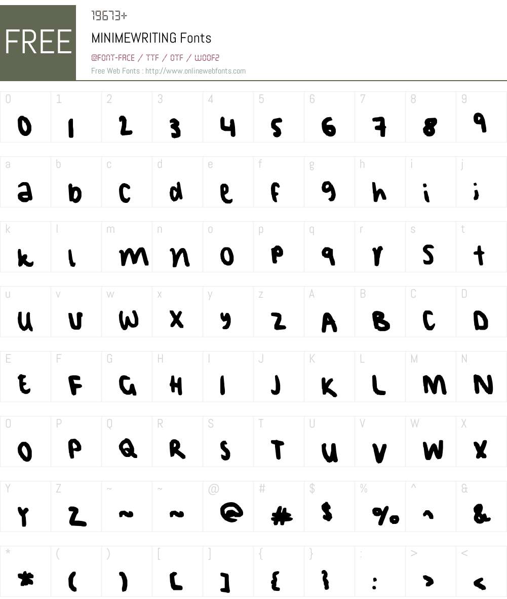 MINIMEWRlTlNG Font Screenshots