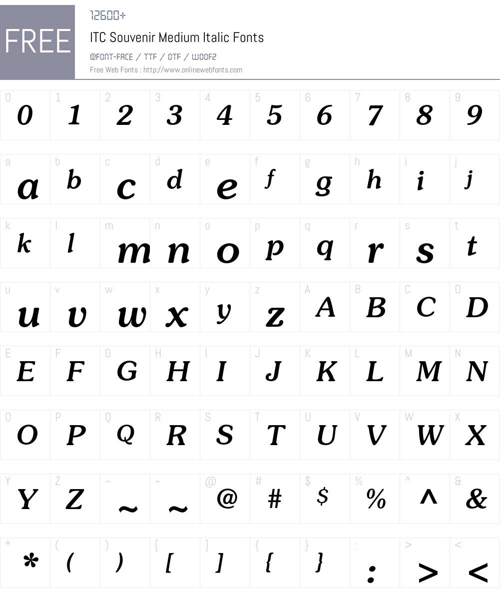 ITC Souvenir Font Screenshots