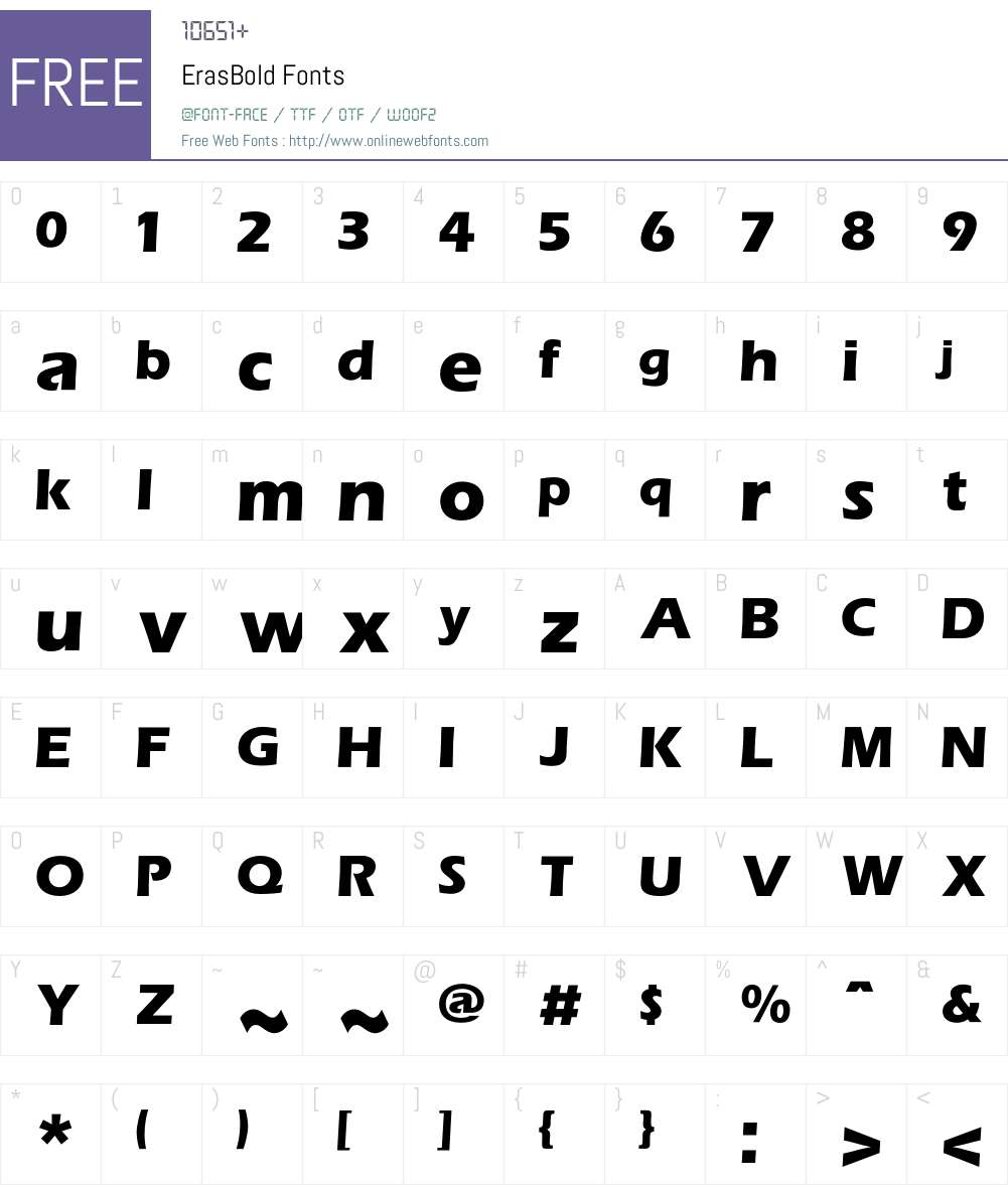 Eras Font Screenshots