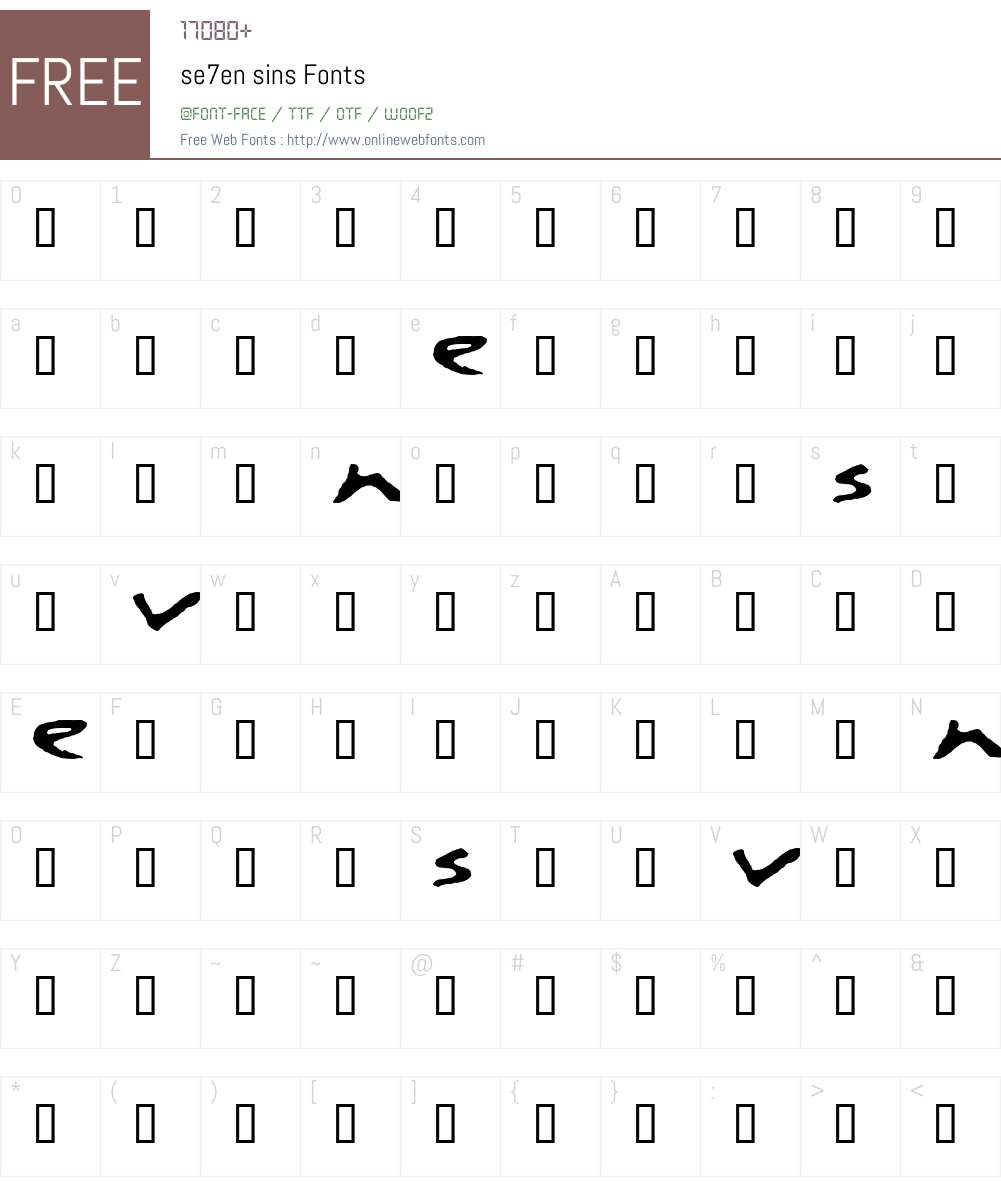 se7en Font Screenshots