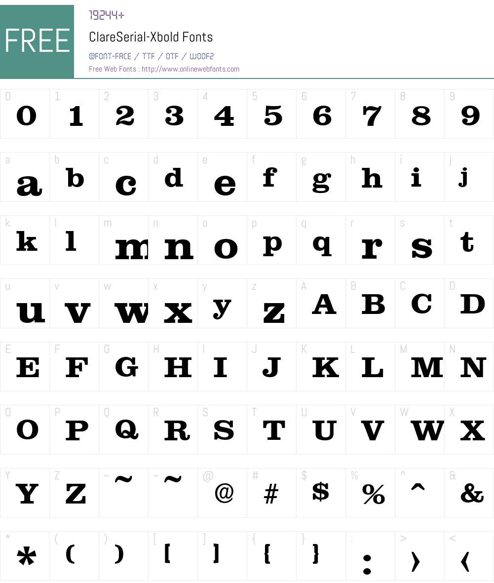 ClareSerial-Xbold Font Screenshots