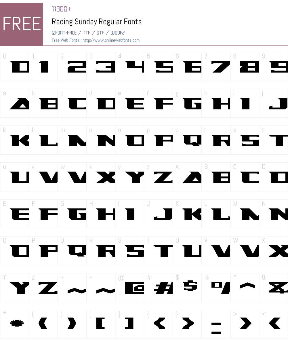 Racing Sunday 1.000 Fonts Free Download - OnlineWebFonts.COM