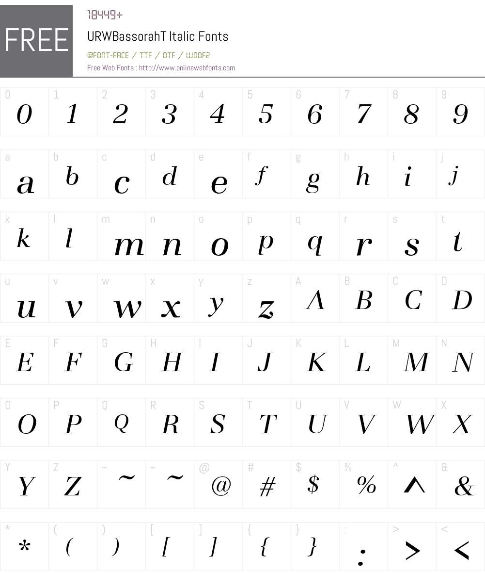 URWBassorahT Font Screenshots