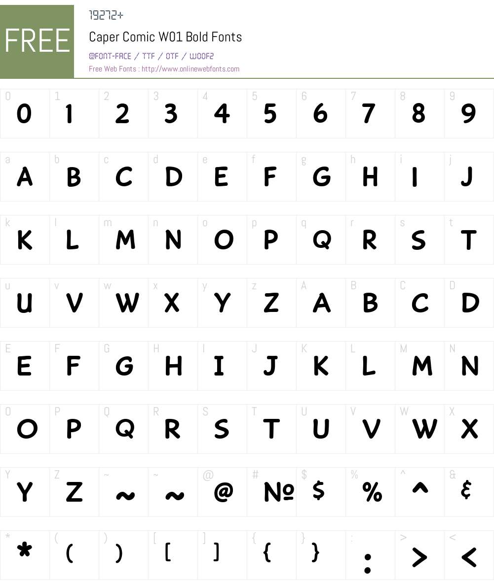 CaperComicW01-Bold Font Screenshots